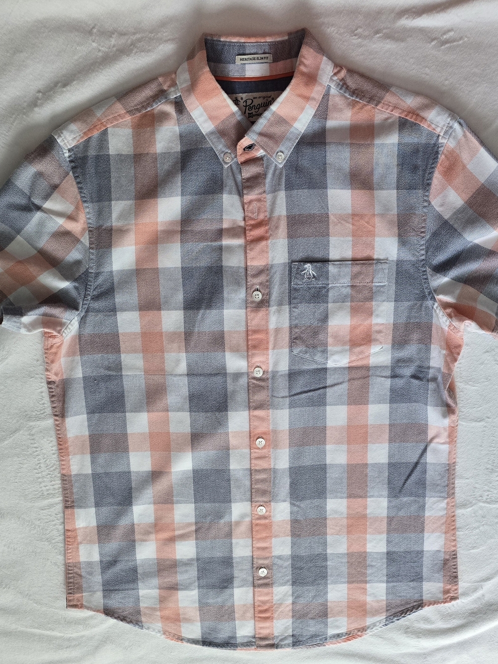 Mens Penguin Short-sleeve Button Down Shirt